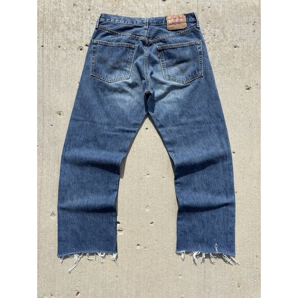 90’s Levi 501 Raw Selvedge Denim Jeans Raw Hem 31x30 - Picture 2 of 11